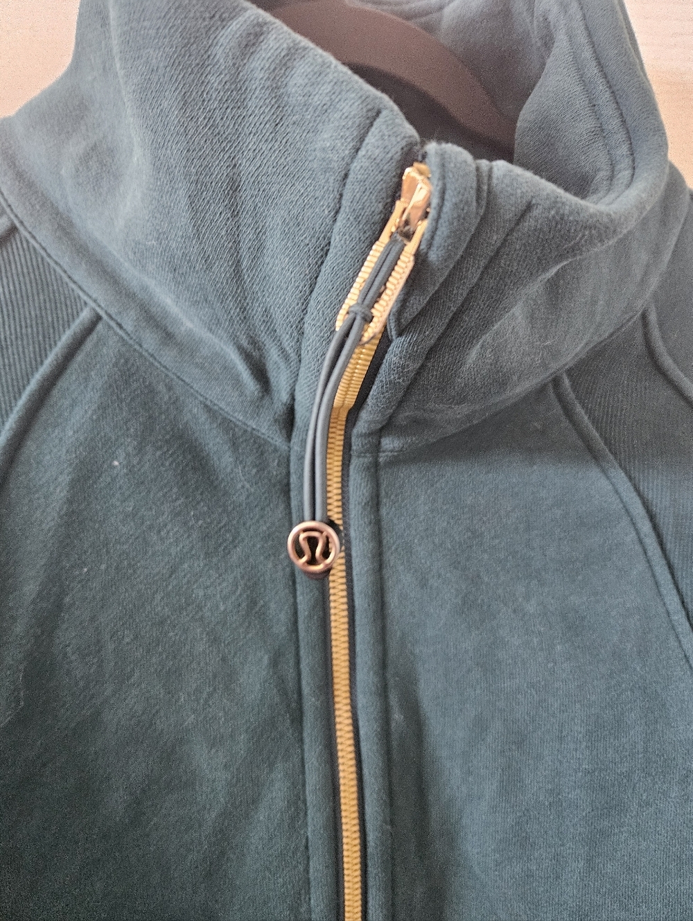 Lululemon Scuba Oversized Funnel-Neck Half-Zip - Storm Teal Gold Zip - M/L - Picture 2 of 5